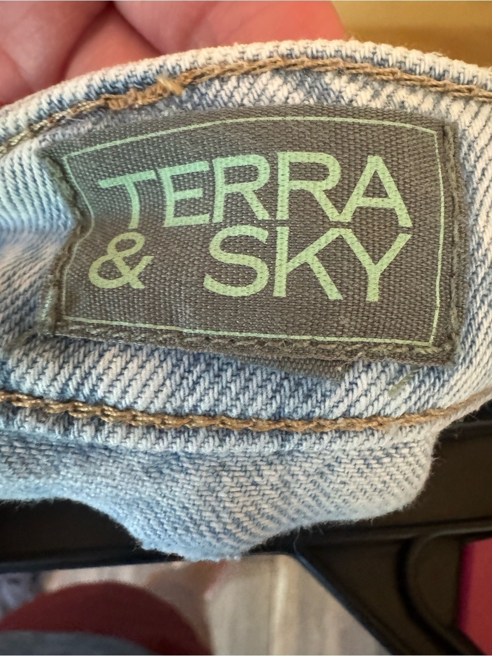 Terra & Sky Faded Blue Button-Front Denim Midi Skirt Plus size 22W - Picture 9 of 14